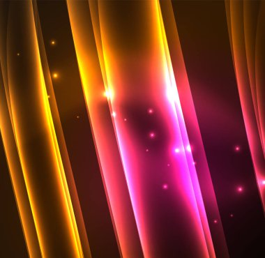 Enerji hatları, karanlıkta parlayan dalgalar vektör arka plan