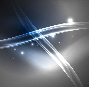 Enerji hatları, karanlıkta parlayan dalgalar vektör arka plan