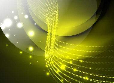 Parçacıklar koyu renk arka plan üzerinde oluşturulan parlayan dalga