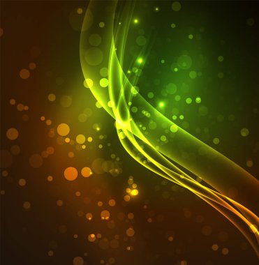 Enerji hatları, karanlıkta parlayan dalgalar vektör arka plan