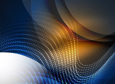 Parçacıklar koyu renk arka plan üzerinde oluşturulan parlayan dalga