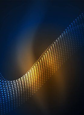 Parçacıklar koyu renk arka plan üzerinde oluşturulan parlayan dalga