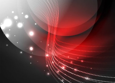 Parçacıklar koyu renk arka plan üzerinde oluşturulan parlayan dalga