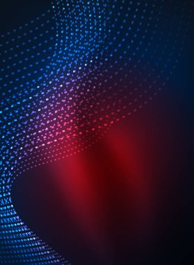 Parçacıklar koyu renk arka plan üzerinde oluşturulan parlayan dalga