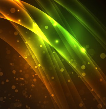 Enerji hatları, karanlıkta parlayan dalgalar vektör arka plan