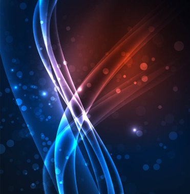 Enerji hatları, karanlıkta parlayan dalgalar vektör arka plan