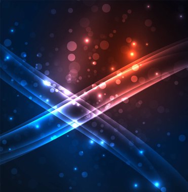 Enerji hatları, karanlıkta parlayan dalgalar vektör arka plan