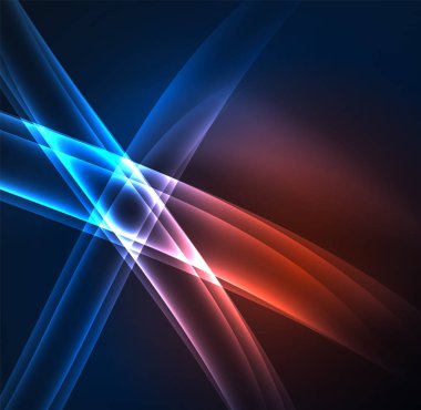 Enerji hatları, karanlıkta parlayan dalgalar vektör arka plan