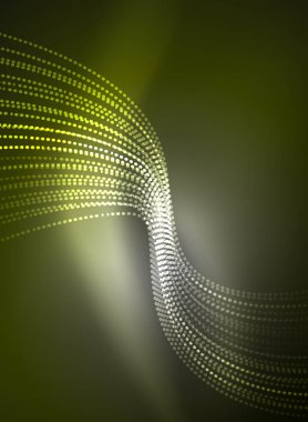 Parçacıklar koyu renk arka plan üzerinde oluşturulan parlayan dalga