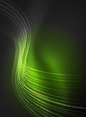 Parçacıklar koyu renk arka plan üzerinde oluşturulan parlayan dalga