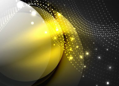 Parçacıklar koyu renk arka plan üzerinde oluşturulan parlayan dalga