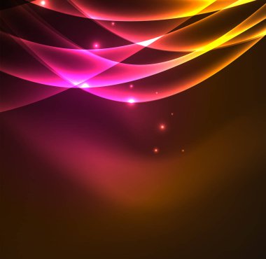 Enerji hatları, karanlıkta parlayan dalgalar vektör arka plan