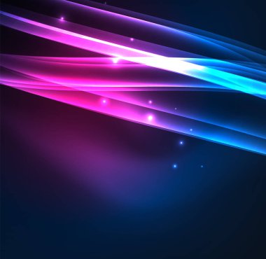 Enerji hatları, karanlıkta parlayan dalgalar vektör arka plan