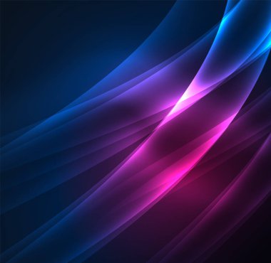 Enerji hatları, karanlıkta parlayan dalgalar vektör arka plan