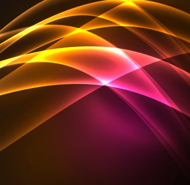 Enerji hatları, karanlıkta parlayan dalgalar vektör arka plan