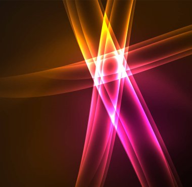 Enerji hatları, karanlıkta parlayan dalgalar vektör arka plan