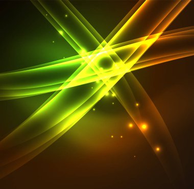 Enerji hatları, karanlıkta parlayan dalgalar vektör arka plan