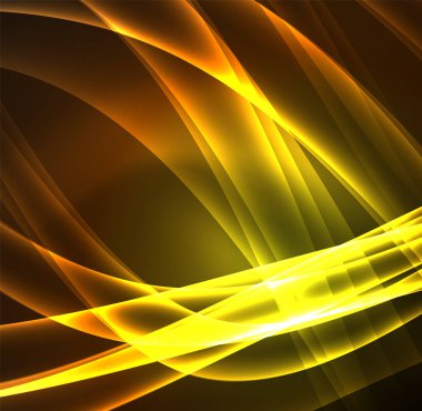 Enerji hatları, karanlıkta parlayan dalgalar vektör arka plan