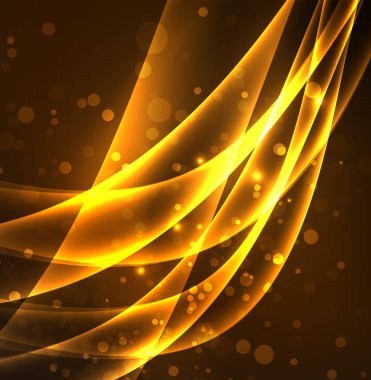 Enerji hatları, karanlıkta parlayan dalgalar vektör arka plan