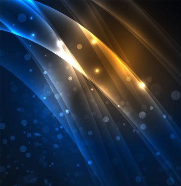 Enerji hatları, karanlıkta parlayan dalgalar vektör arka plan