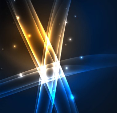 Enerji hatları, karanlıkta parlayan dalgalar vektör arka plan