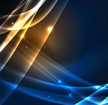 Enerji hatları, karanlıkta parlayan dalgalar vektör arka plan