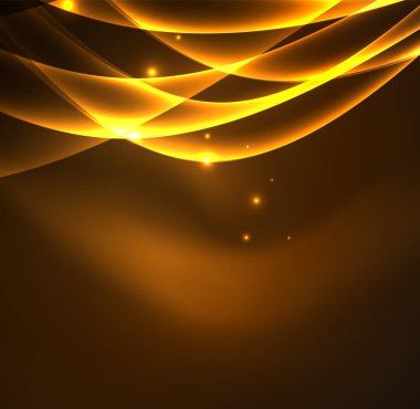 Enerji hatları, karanlıkta parlayan dalgalar vektör arka plan