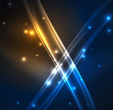 Enerji hatları, karanlıkta parlayan dalgalar vektör arka plan