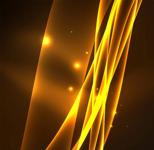 Líneas de energía, ondas brillantes en la oscuridad, vector de fondo abstracto — Archivo Imágenes Vectoriales