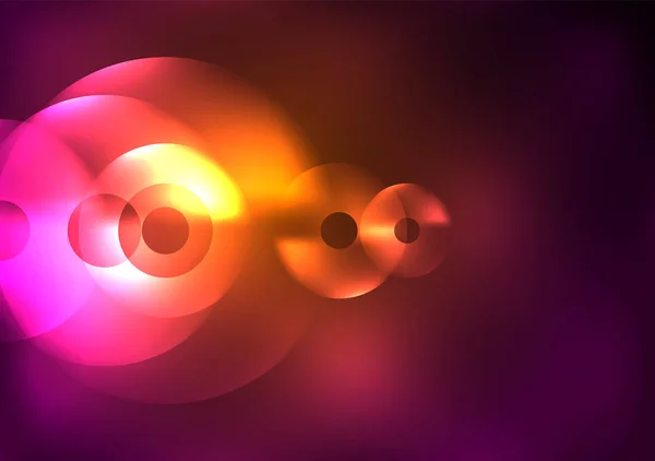 Cercles lumineux dans l'obscurité — Image vectorielle