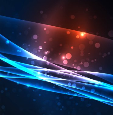 Enerji hatları, karanlıkta parlayan dalgalar vektör arka plan