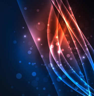 Enerji hatları, karanlıkta parlayan dalgalar vektör arka plan