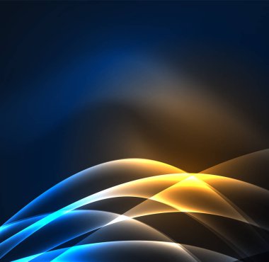 Enerji hatları, karanlıkta parlayan dalgalar vektör arka plan