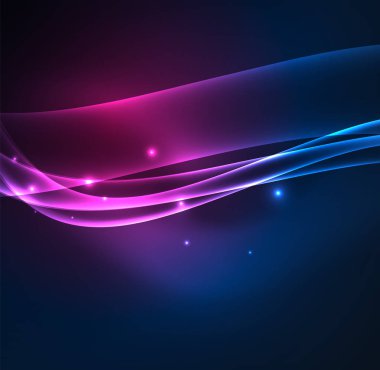 Enerji hatları, karanlıkta parlayan dalgalar vektör arka plan