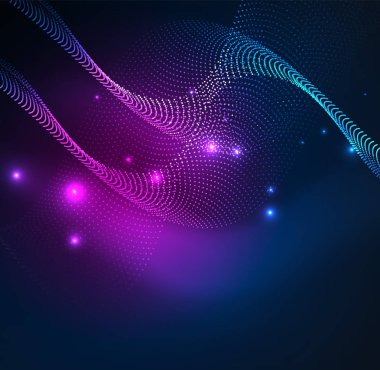 parlayan parçacıkların 3D ışıklı dalga