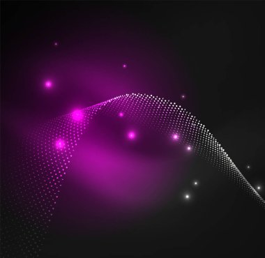 parlayan parçacıkların 3D ışıklı dalga