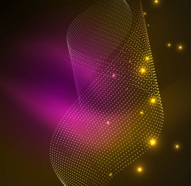 parlayan parçacıkların 3D ışıklı dalga