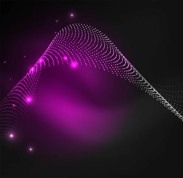 3D podświetlane fala świecące cząstek — Wektor stockowy