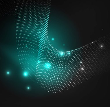 parlayan parçacıkların 3D ışıklı dalga