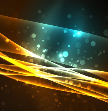 Enerji hatları, karanlıkta parlayan dalgalar vektör arka plan