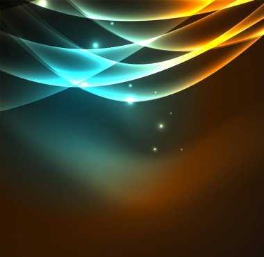 Enerji hatları, karanlıkta parlayan dalgalar vektör arka plan