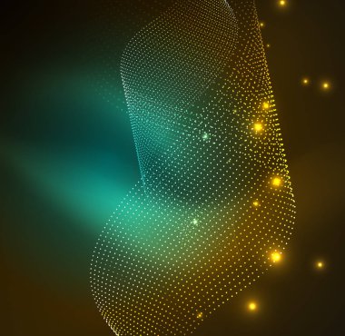 parlayan parçacıkların 3D ışıklı dalga