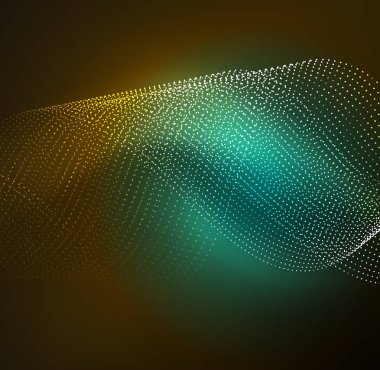 parlayan parçacıkların 3D ışıklı dalga