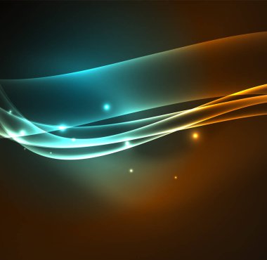 Enerji hatları, karanlıkta parlayan dalgalar vektör arka plan