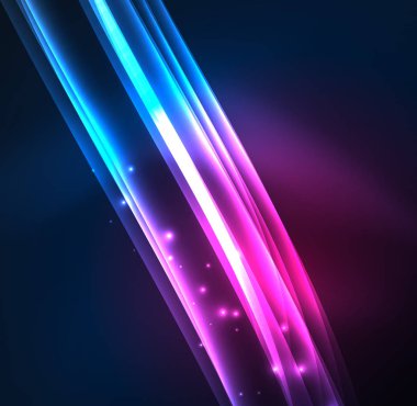 Enerji hatları, karanlıkta parlayan dalgalar vektör arka plan