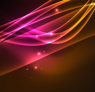 Enerji hatları, karanlıkta parlayan dalgalar vektör arka plan