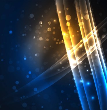 Enerji hatları, karanlıkta parlayan dalgalar vektör arka plan