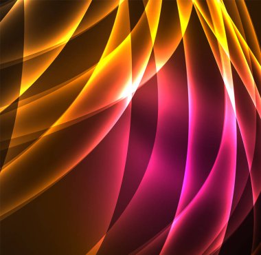 Enerji hatları, karanlıkta parlayan dalgalar vektör arka plan