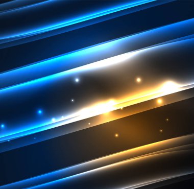 Enerji hatları, karanlıkta parlayan dalgalar vektör arka plan