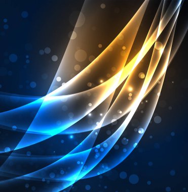 Enerji hatları, karanlıkta parlayan dalgalar vektör arka plan